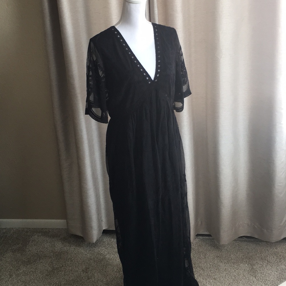 COPY - Black lace maternity maxi dress